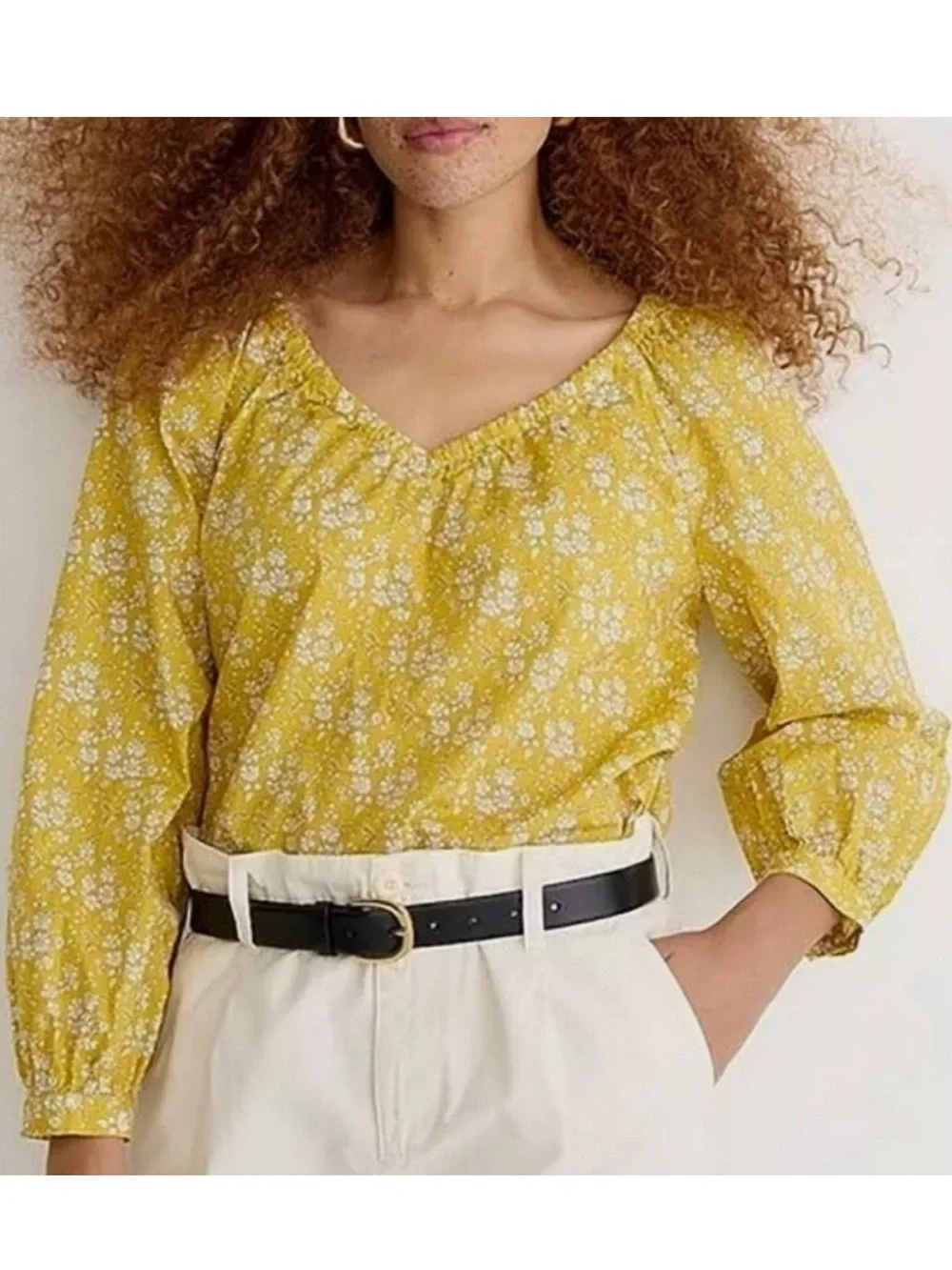 J. Crew Liberty print v-neck blouse, size XL